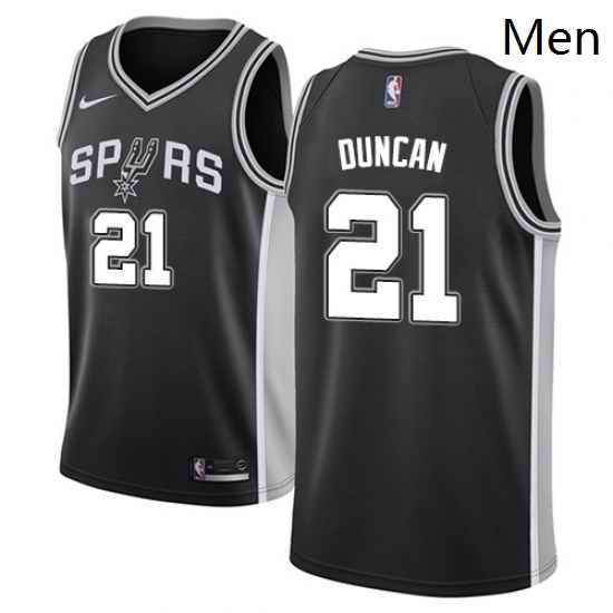 Mens Nike San Antonio Spurs 21 Tim Duncan Swingman Black Road NBA Jersey Icon Edition